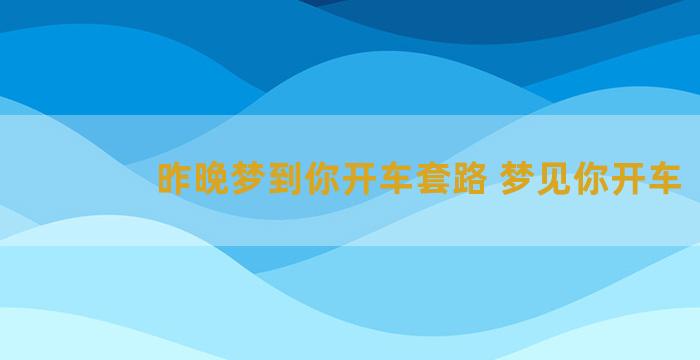 昨晚梦到你开车套路 梦见你开车